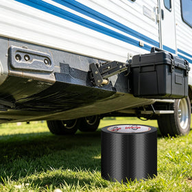 Ealyder Tape being applied to an RV underbelly demonstrating quick DIY repair and sealing benefit