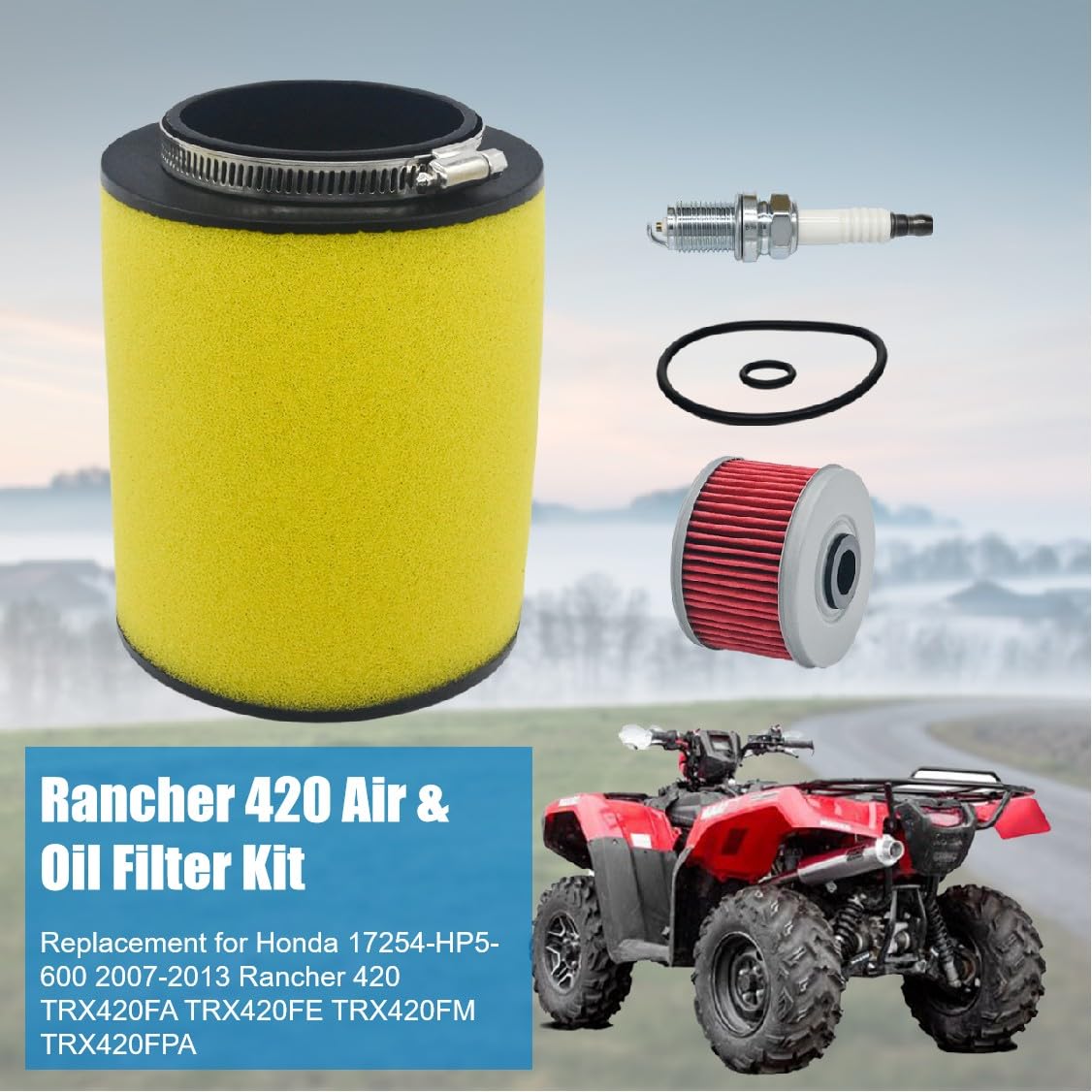 Eamonhigh oil filter side label visible with part number for correct Rancher 420 fit