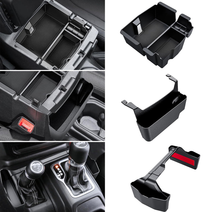 Eamplest front view showing complete organizer set and tidy console benefit
