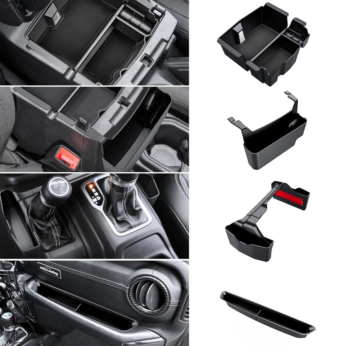 Eamplest front view console insert showing organized compartments and tidy storage benefit