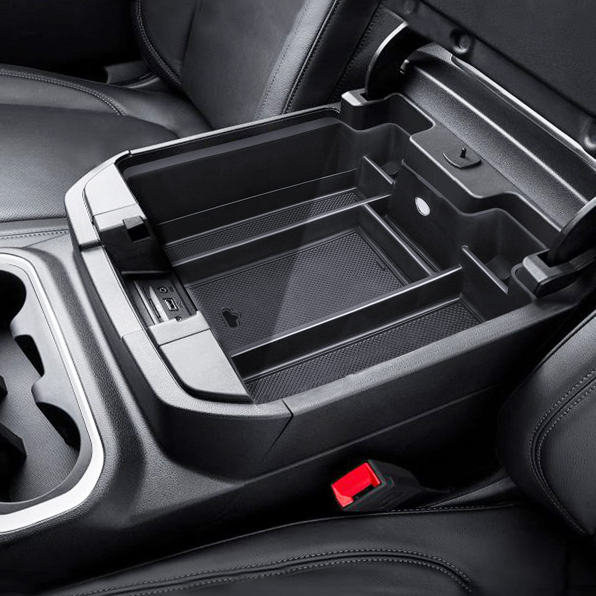 Eamplest front view of console tray showing clean compartments and better organization