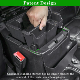 Eamplest hanging storage box detail allowing easy console removal and quick access