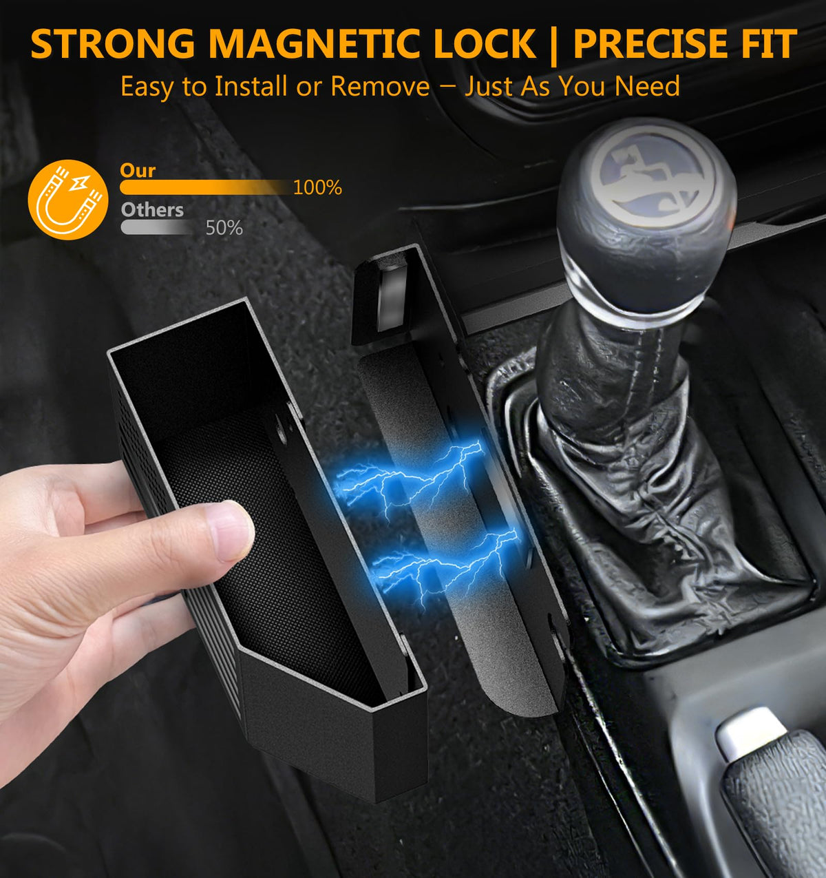 Eamplest close-up of magnetic tray attachment demonstrating fast removal and reattach benefit