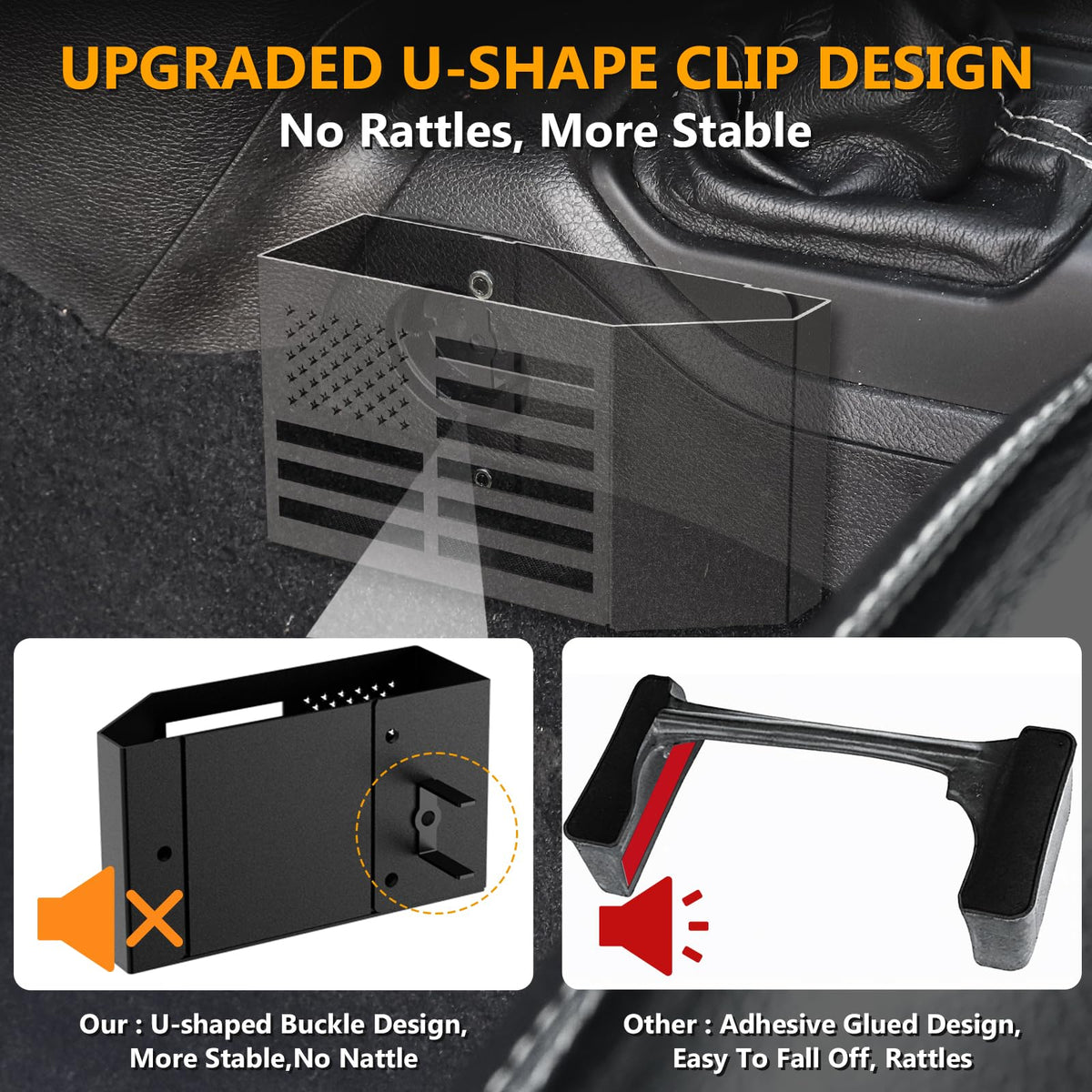 Eamplest side-mounted U-shaped buckle and screw for stability on rough roads