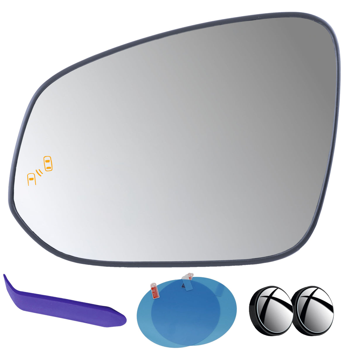 EAP driver mirror glass front view showing fitment and clear reflection benefit