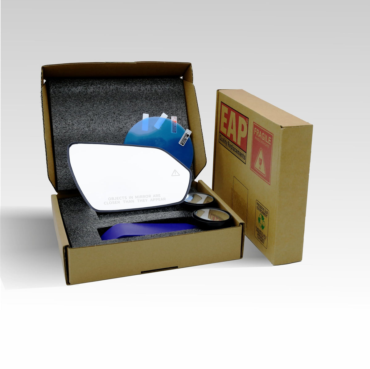 EAP mirror anti-fog film close-up showing texture to reduce condensation in rain