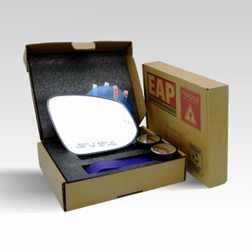 EAP passenger mirror installed on Toyota vehicle demonstrating blind-spot light benefit