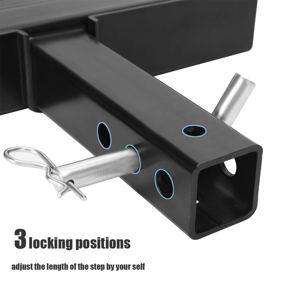 Eapele hitch step installed on truck receiving stable rear access benefit
