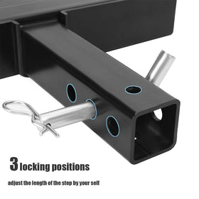 Eapele hitch step installed on truck receiving stable rear access benefit