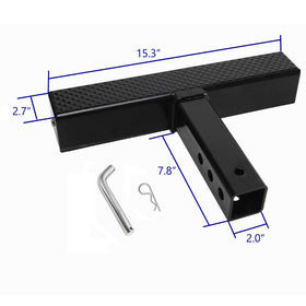 Eapele hitch step label and included pin and clip highlighting easy installation