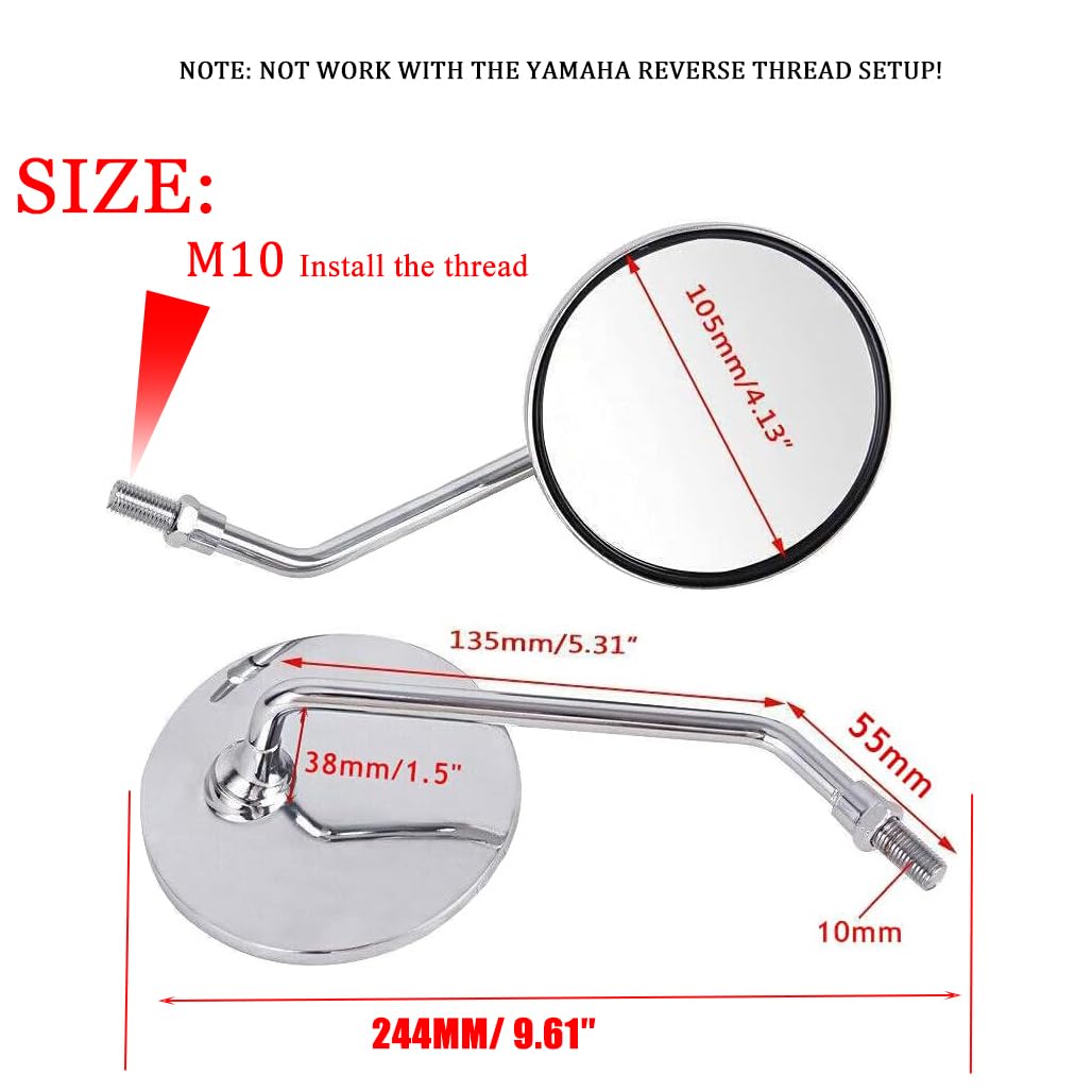 Earlyred mirror stem thread detail showing M8/M10 mount for easy fitment