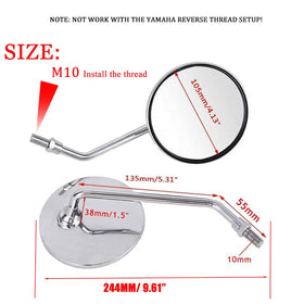 Earlyred mirror stem thread detail showing M8/M10 mount for easy fitment