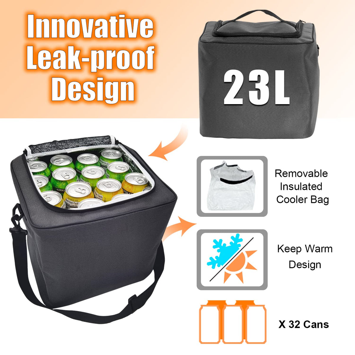 EAROND cooler with ice inside maintains chilled groceries on the go