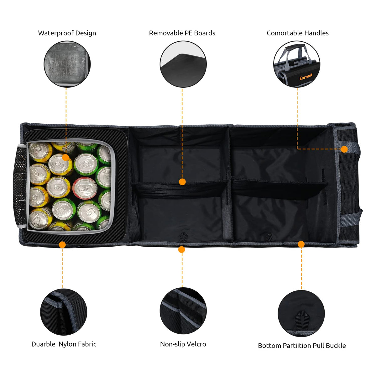 EAROND removable insulated cooler insert shown to keep drinks cold