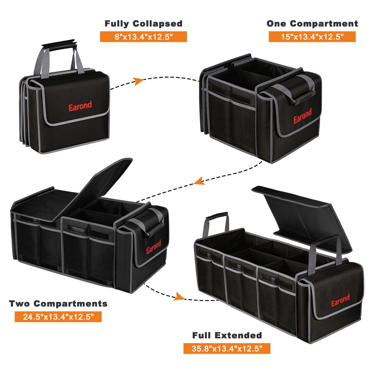 EAROND side mesh pocket and handle for quick access and easy carrying