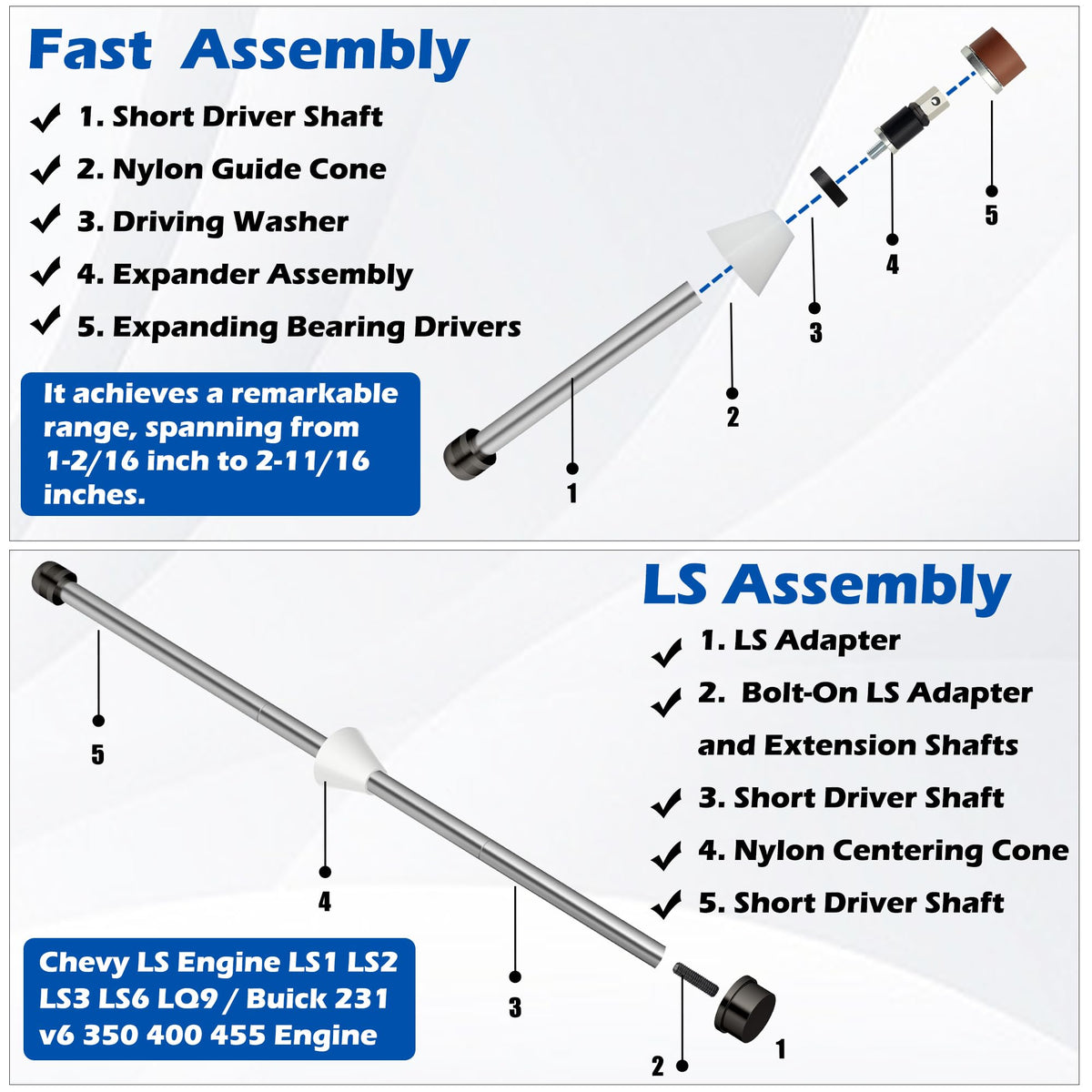 easchwork adapters close-up with neoprene sleeves protecting bearings and improving grip