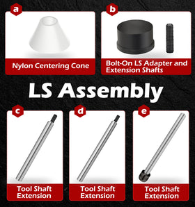 easchwork tool staged on a workbench with LS engine parts for rapid, repeatable installation