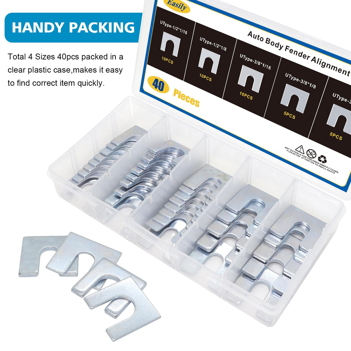 Easily size comparison stack shows thickness options for accurate spacing
