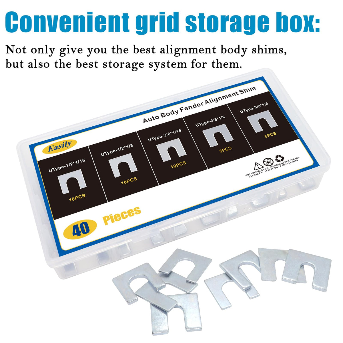 Easily storage box labeled compartments for fast selection and organization