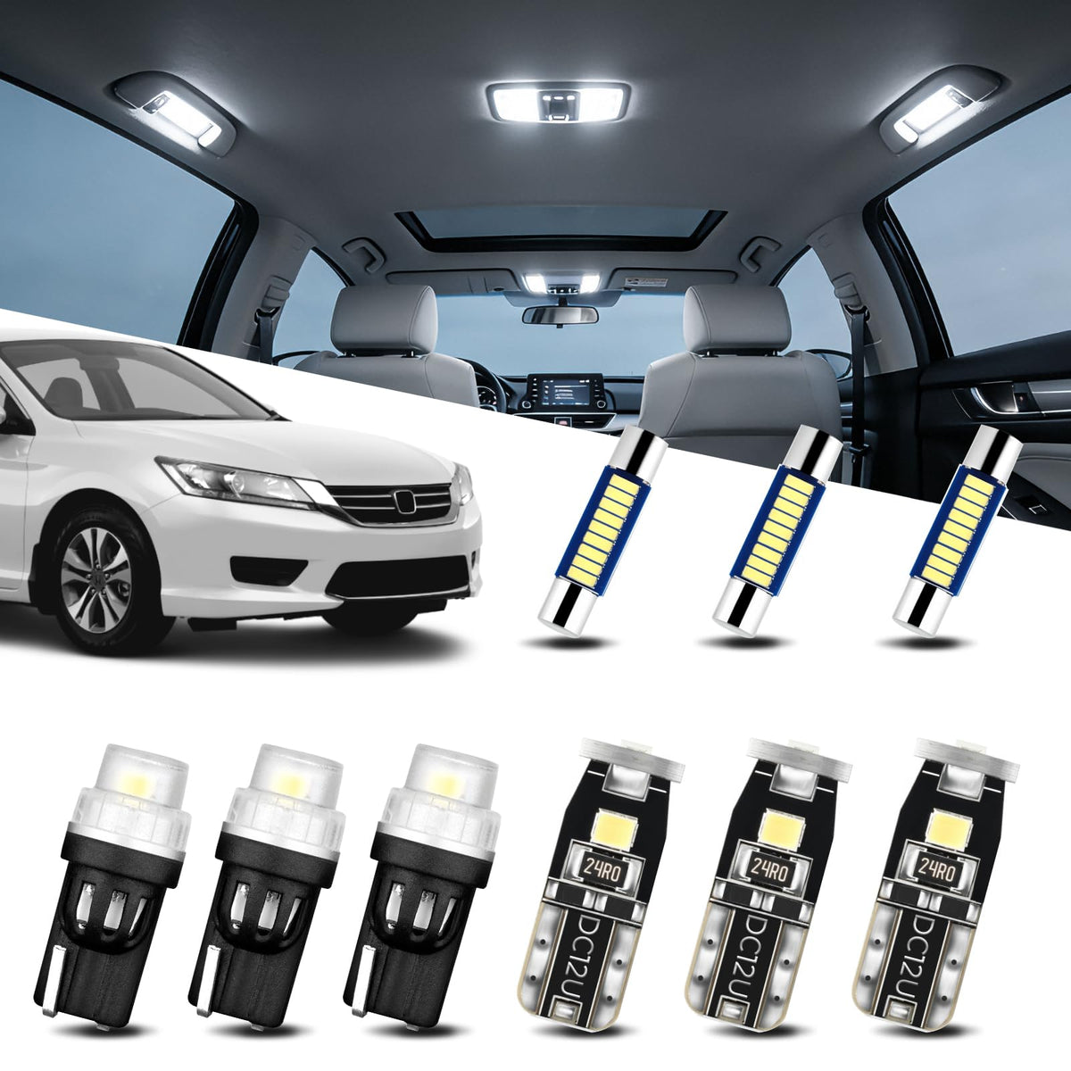 EASY EAGLE kit packaging showing 14-piece Accord LED set and install tool benefits visibility