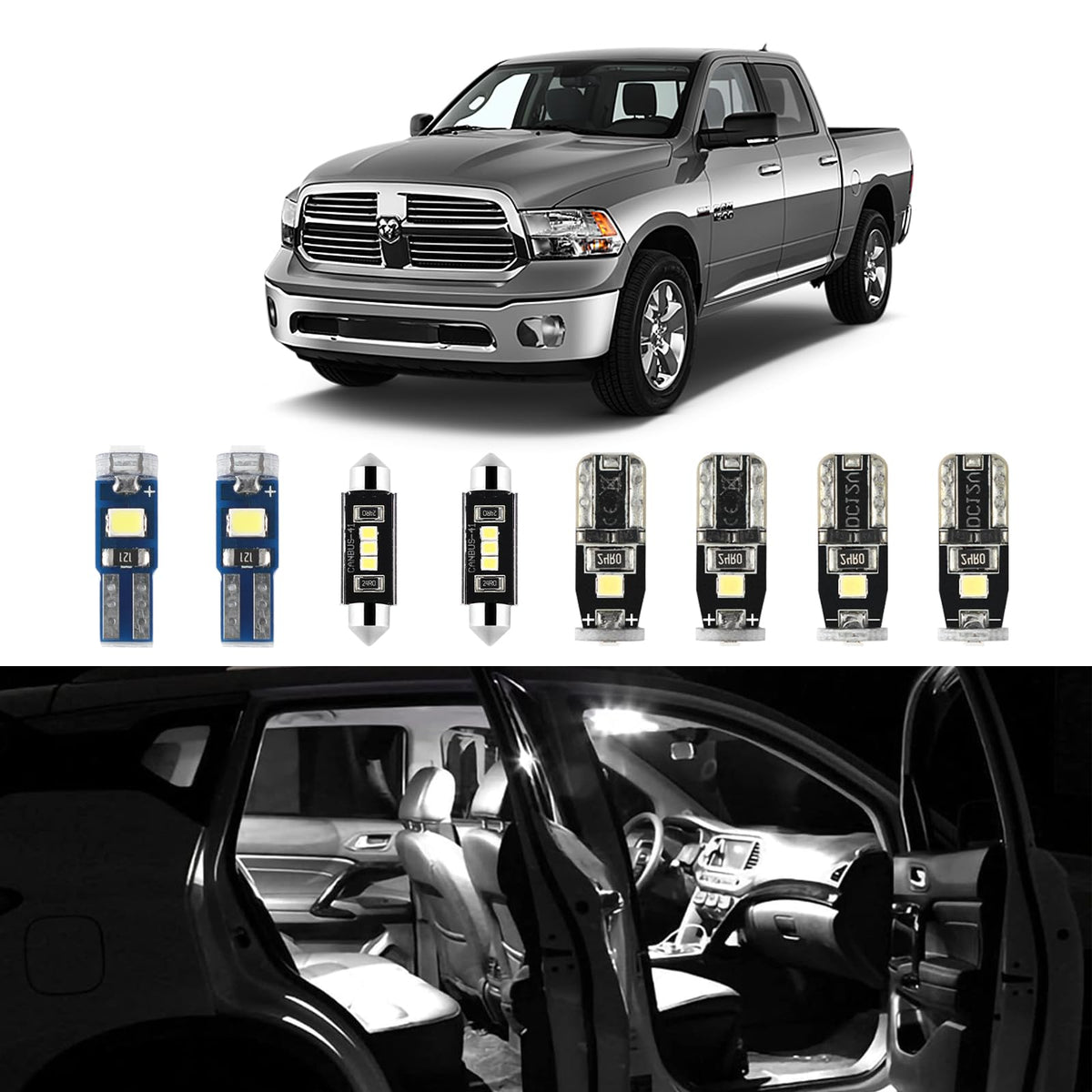 EASY EAGLE front packaging showing full 13-piece interior LED kit and benefits