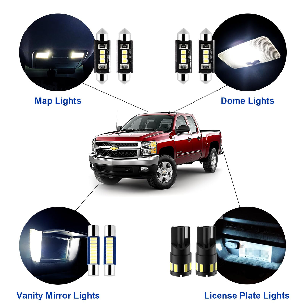 EASY EAGLE installed dome light in Silverado interior, showing improved cabin visibility