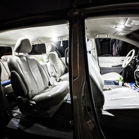 EASY EAGLE trunk light installed with scale reference showing brighter cargo illumination