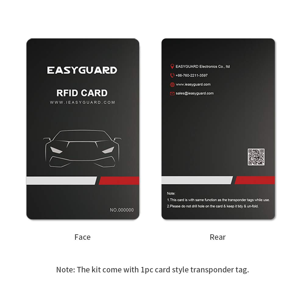 EASYGUARD product label and specs sticker confirming model and voltage