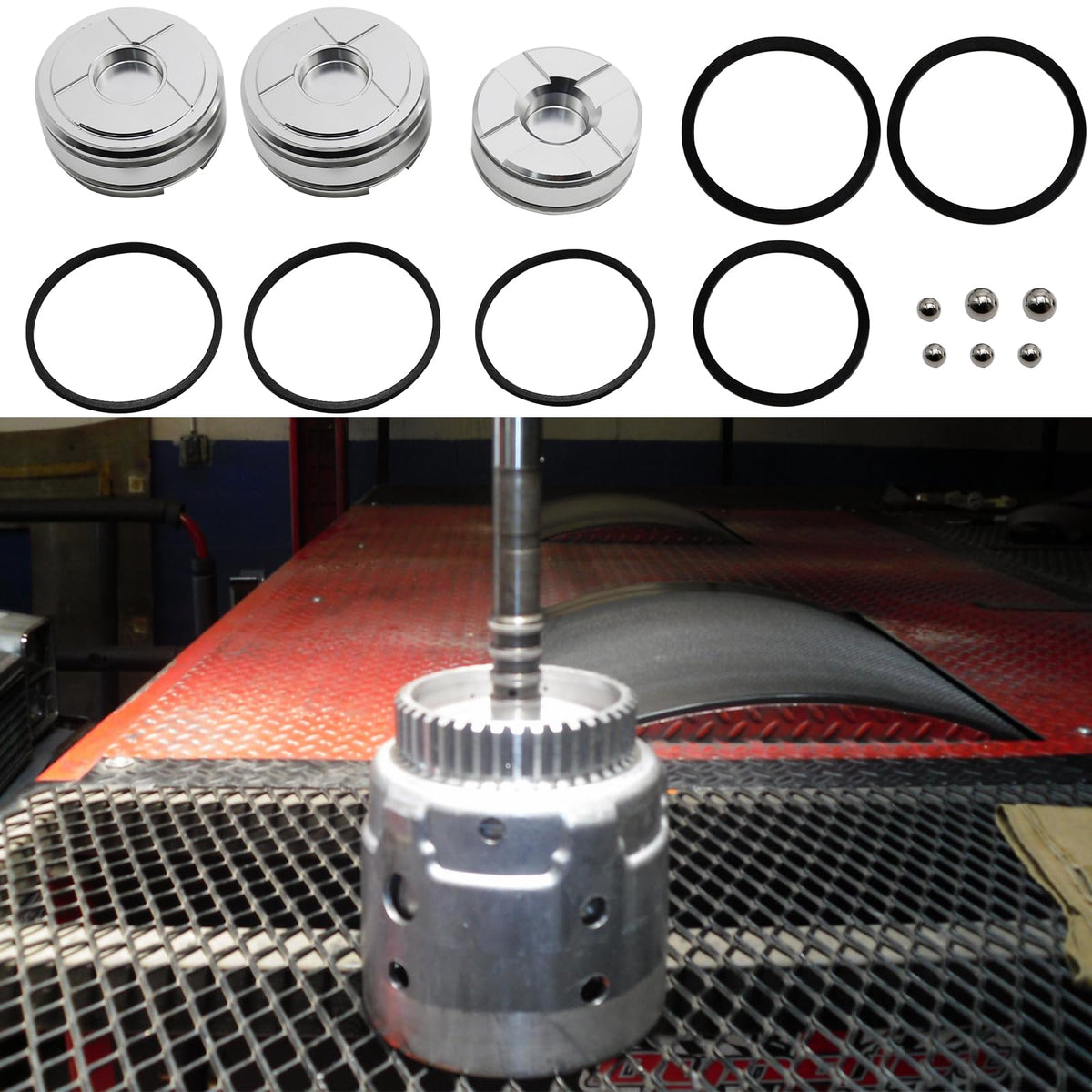 EATAKWARD piston installed in transmission bore restoring hydraulic stability