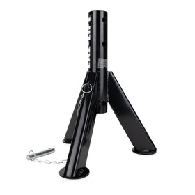 Eaz-Lift jack in campsite scene providing easy leveling and reliable stability