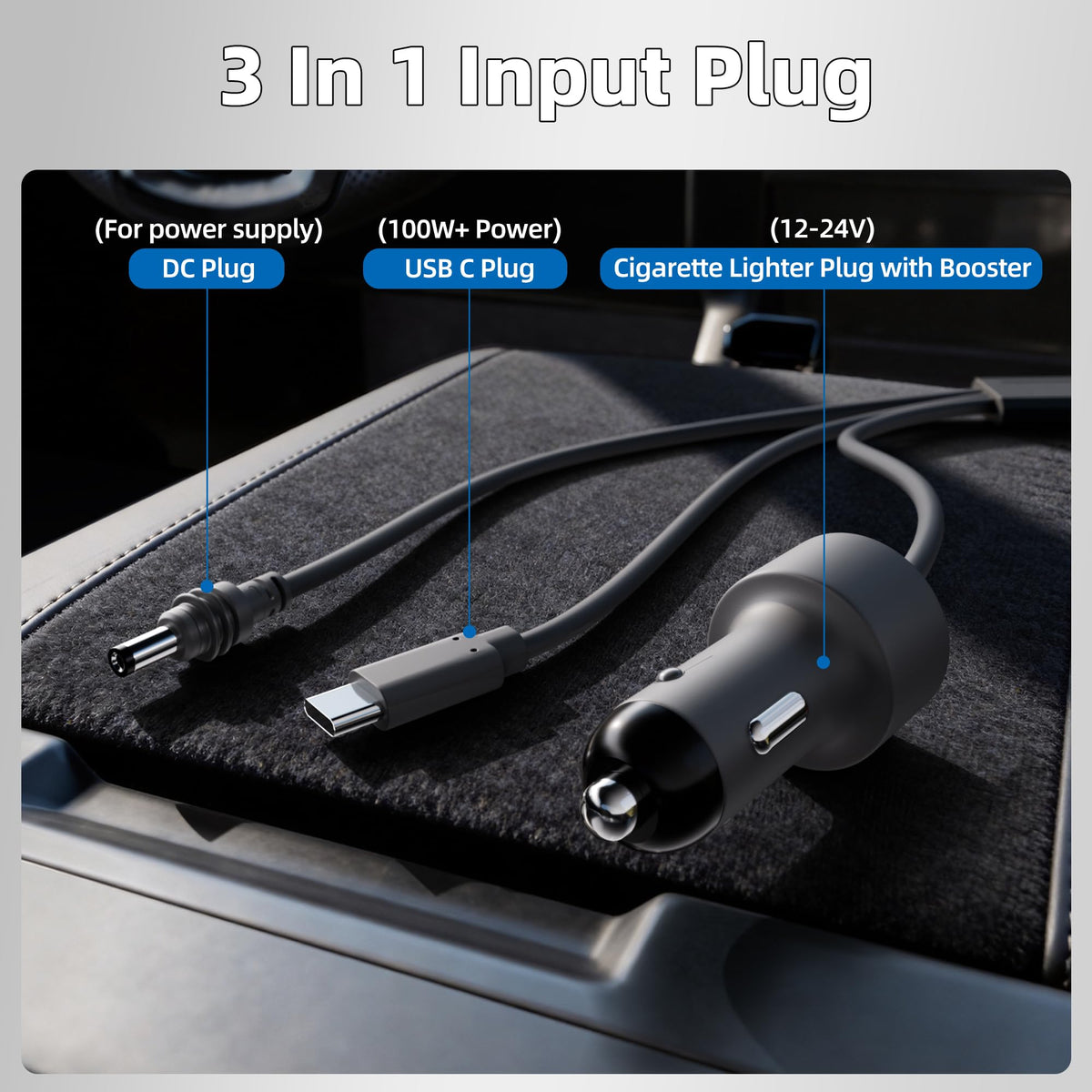EAZUSE booster cigarette-lighter adapter illustrating stable 18V output