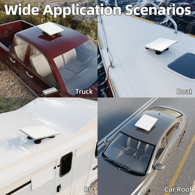 EAZUSE mounted on RV roof in travel setting showing quick-release convenience benefit