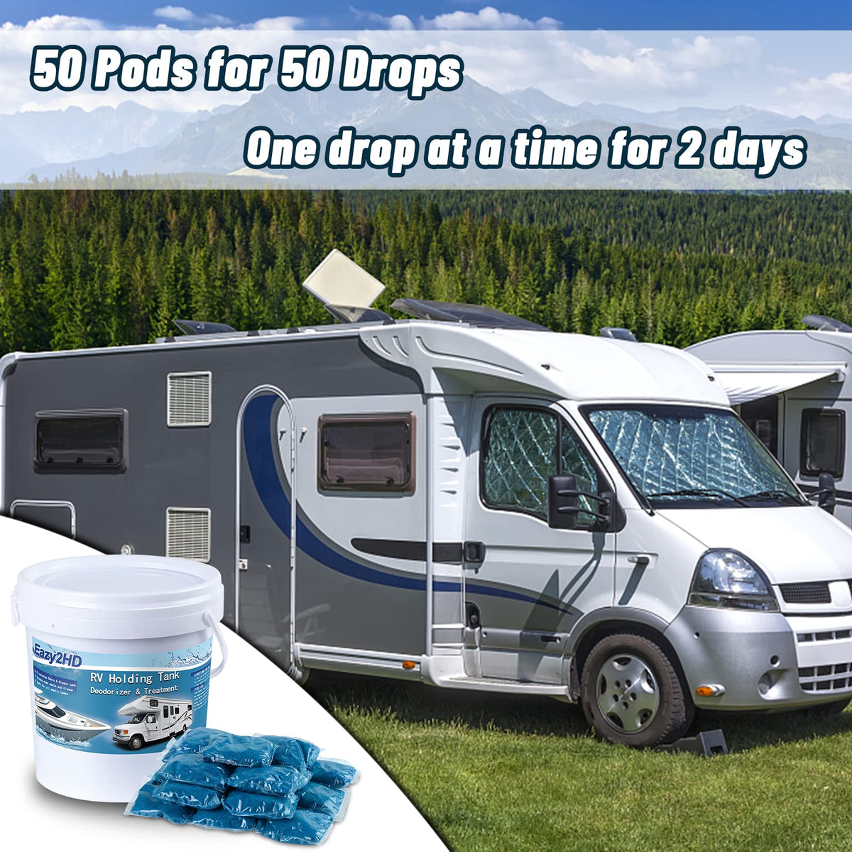 Eazy2hD being dropped into an RV toilet showing simple, mess-free use