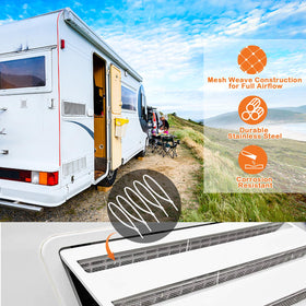 Eazy2hD installed on RV refrigerator vent demonstrating debris protection benefit