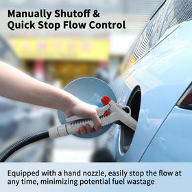 Eazy2hD 51-inch hose stretched to show reach and convenient fueling access