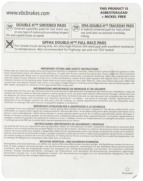 EBC close-up of pad friction surface and die-cast backing, improved durability