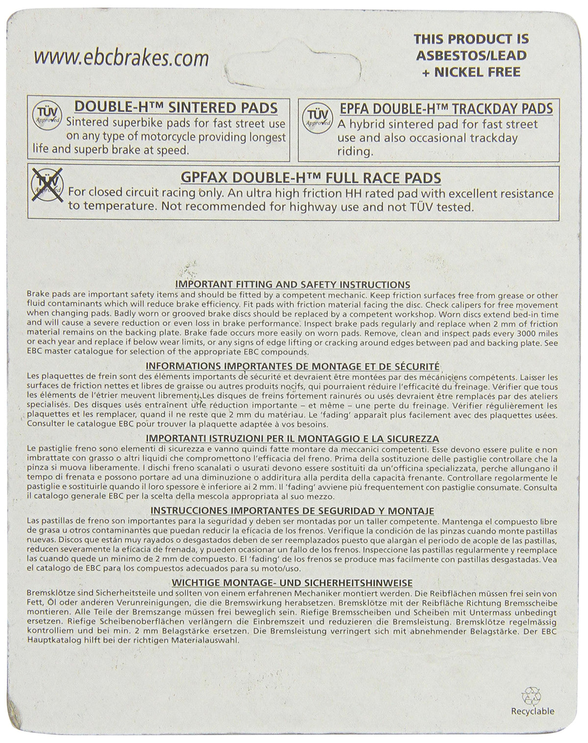 EBC FA252HH close-up of friction surface highlighting durable bonded lining
