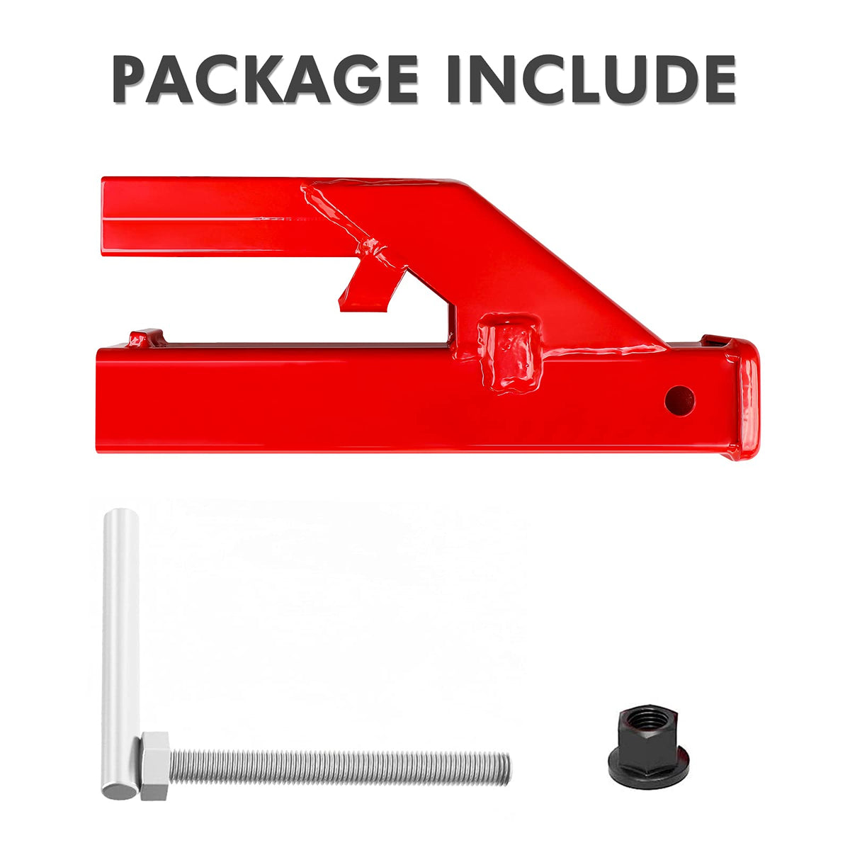 EBESTTECH packaged hitch with T-bolt showing what’s included for immediate use