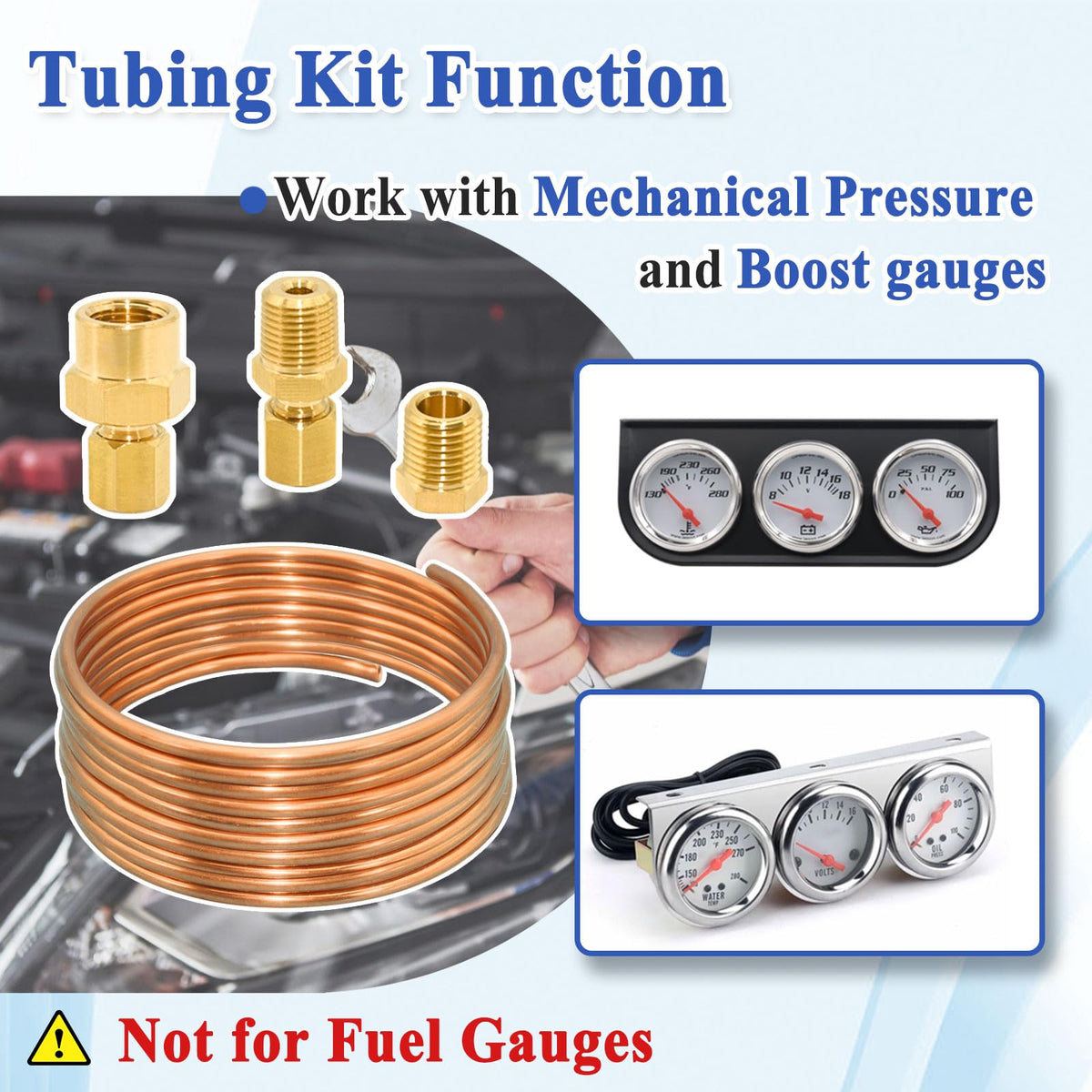 Ebrmeiwo assorted threaded fittings spread out showing selection for multiple gauge connections