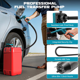 Ecarke transferring fuel between jerry can and tank showing fast 5 GPM benefit