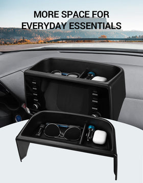 Ecarzo lifestyle shot inside Sienna illustrating tidy cabin and convenience benefit