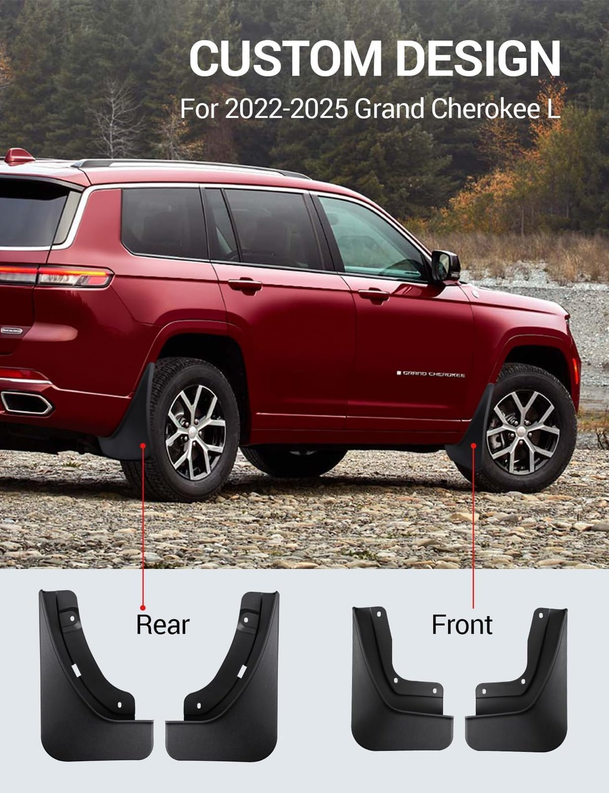 Ecarzo front driver mud flap displaying contour fit and debris defense