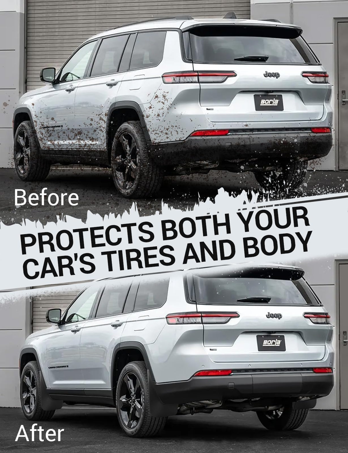 Ecarzo rear passenger mud flap mounted to wheel arch for splash protection
