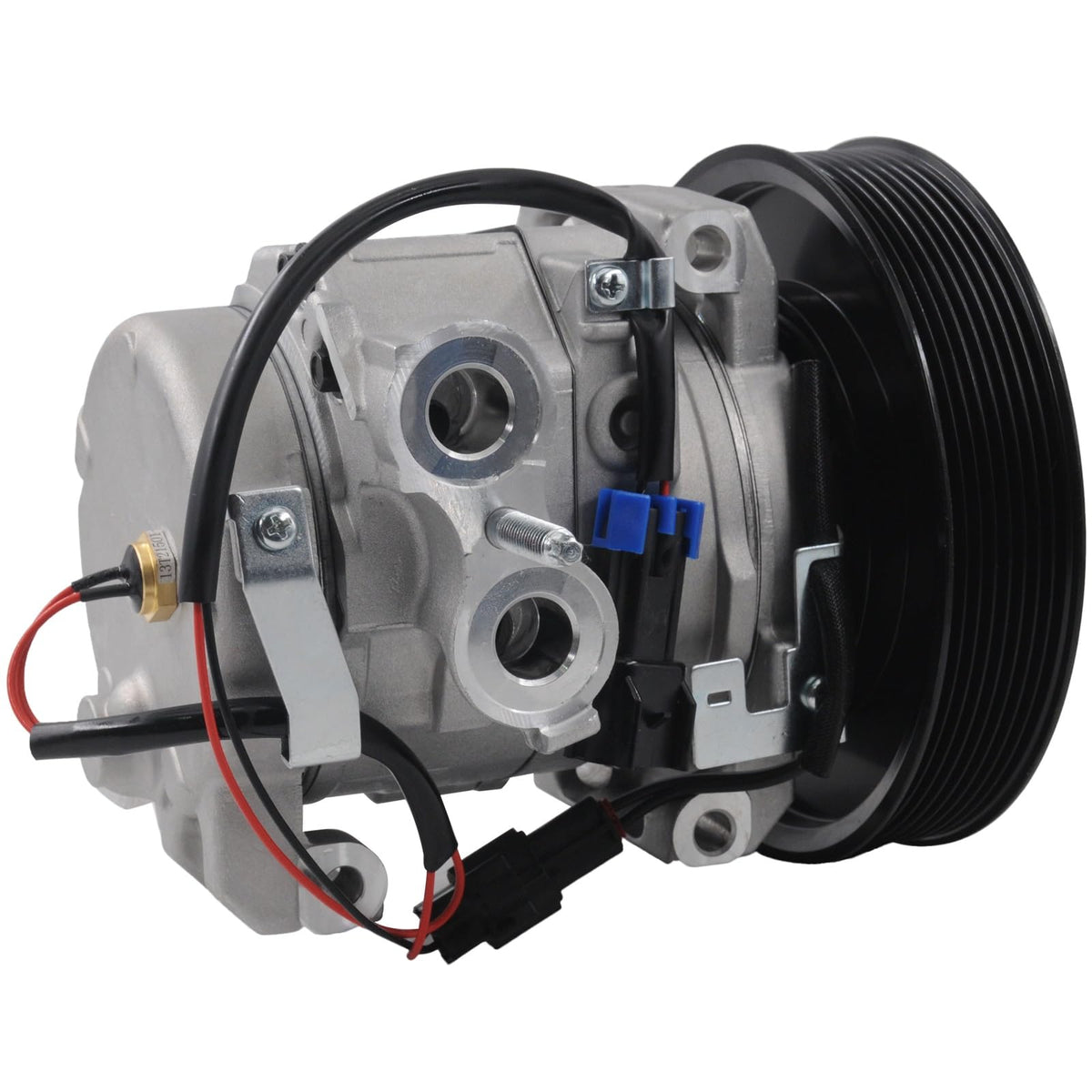 ECCPP AC compressor front assembly showing mounting points and robust design benefit durability