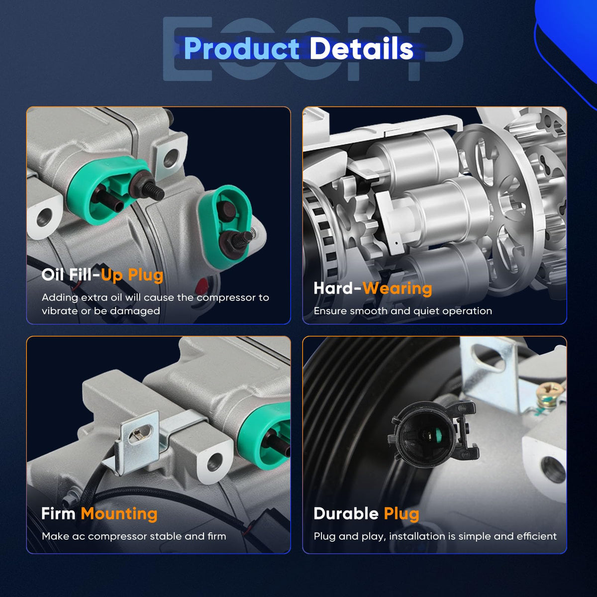 ECCPP compressor pulley close-up with 6-groove design for correct belt tracking
