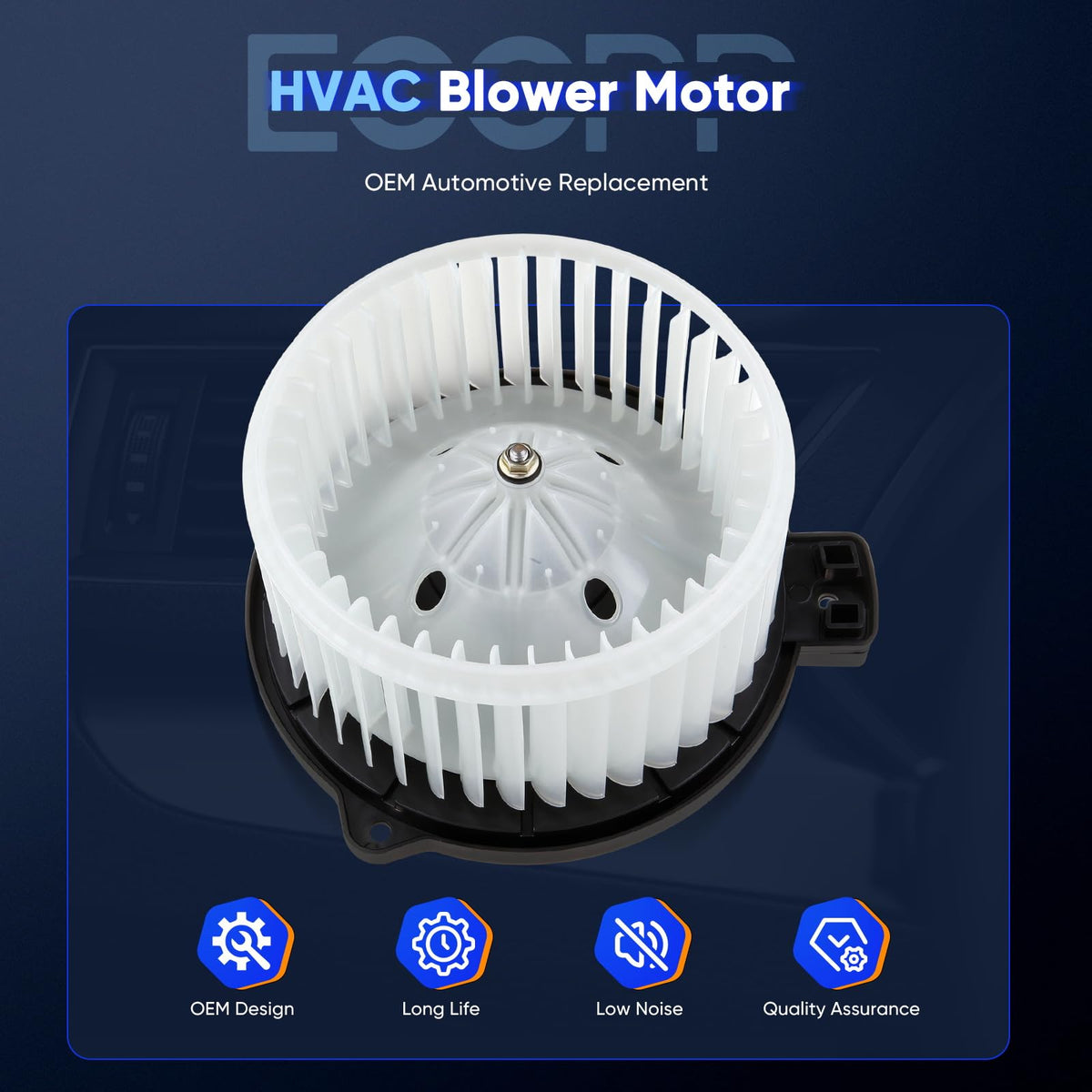 ECCPP blower motor next to ruler for scale and easy size verification
