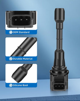 ECCPP ignition coil close-up showing boot and blade terminal for reliable connection