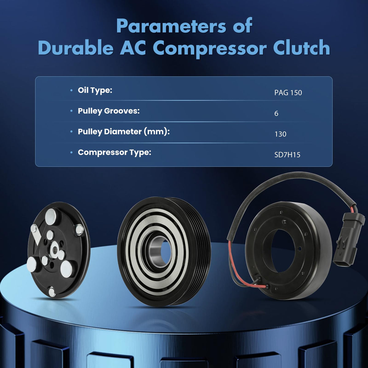 ECCPP front plate with label illustrating correct fitment for Jeep Liberty compressors