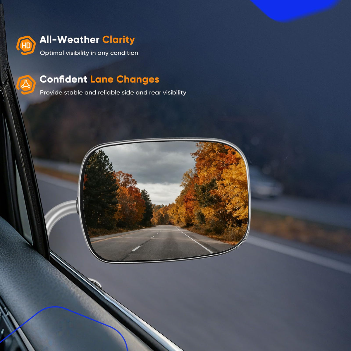 ECCPP mirror installed on classic Chevy Blazer showing restored appearance