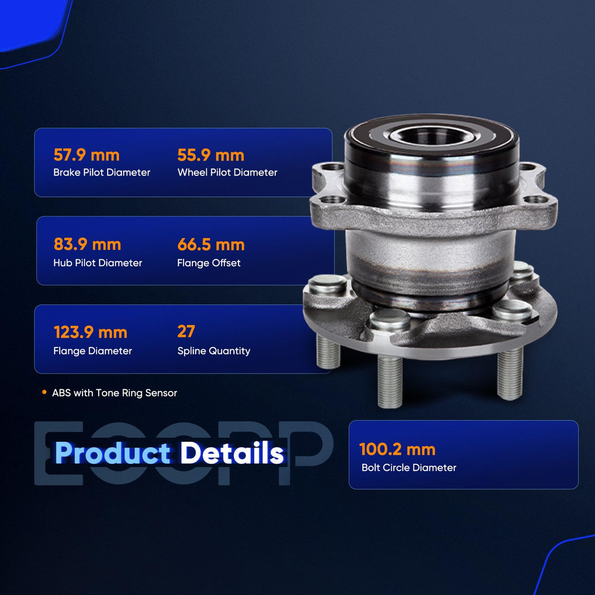 ECCPP hub installed on a Subaru rear wheel demonstrating restored smooth rotation